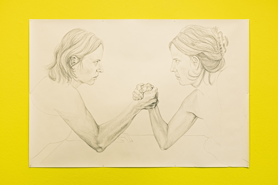 Paula Santomé, Supertask, 2025, Grafit auf Papier / Graphite on paper, 100 x 130 cm. Kunst Raum Riehen, 2025. Photo: Gina Folly