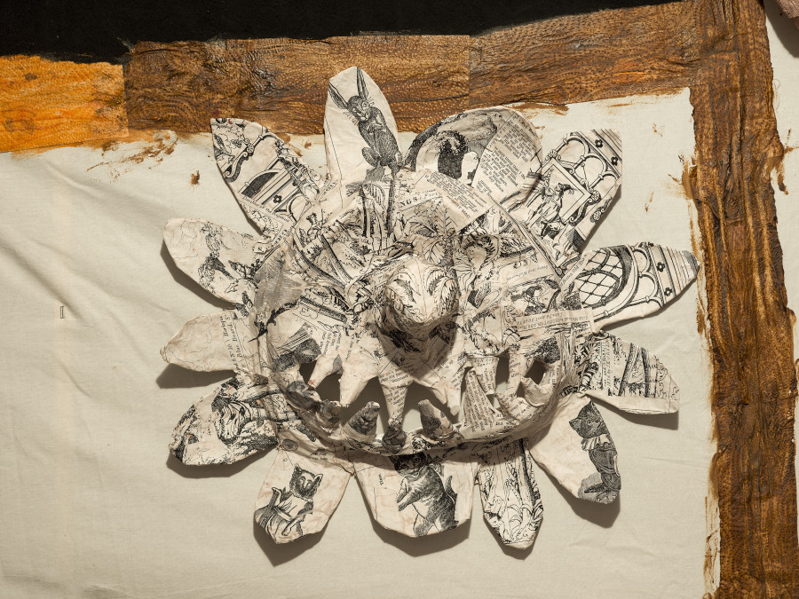 Exhibition view Monster Chetwynd «Profusion Protrusion», Cabaret Voltaire 2023; Monster Chetwynd, Papermaché/make Alice in Wonderland, 2022. Photo: Cedric Mussano.