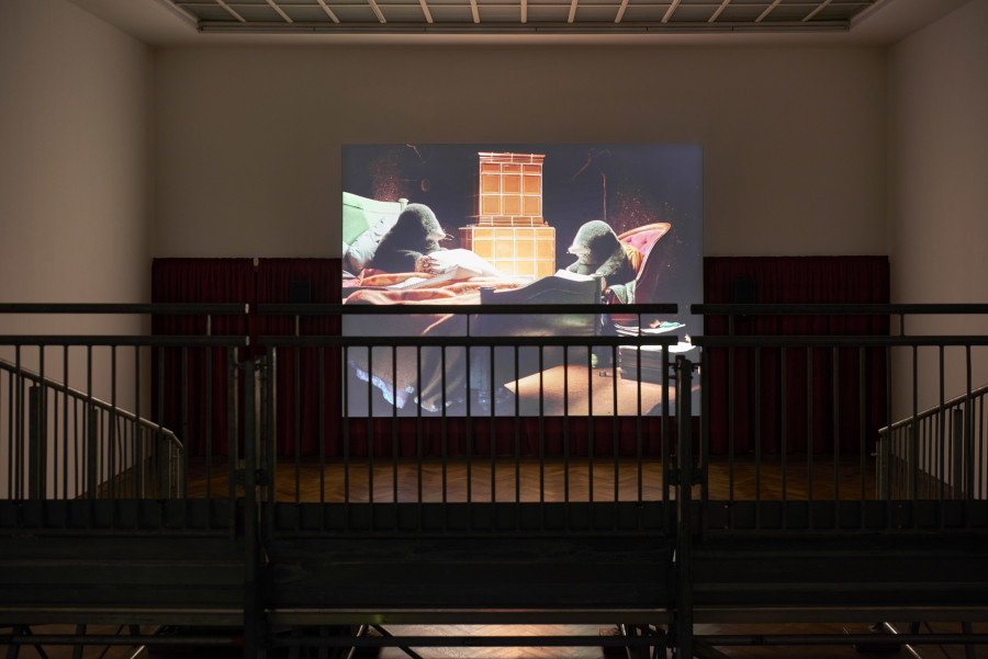 Diego Marcon, Dolle, 2023, installation view, in: Diego Marcon, Have You Checked the Children, Kunsthalle Basel, 2023, photo: Philipp Hänger / Kunsthalle Basel