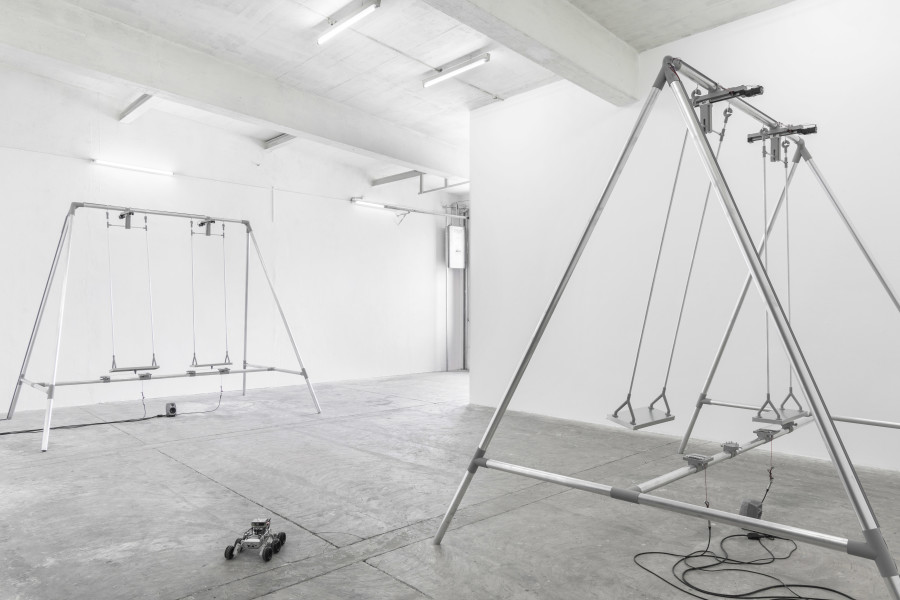 Installation view, alfatih, Looking Good as the World Falls Apart, CIRCUIT, Centre d’Art Contemporain, Lausanne, 2025. Photographer: Aude Mayer. © the artists, Aude Mayer, CIRCUIT Centre d’art contemporain Lausanne