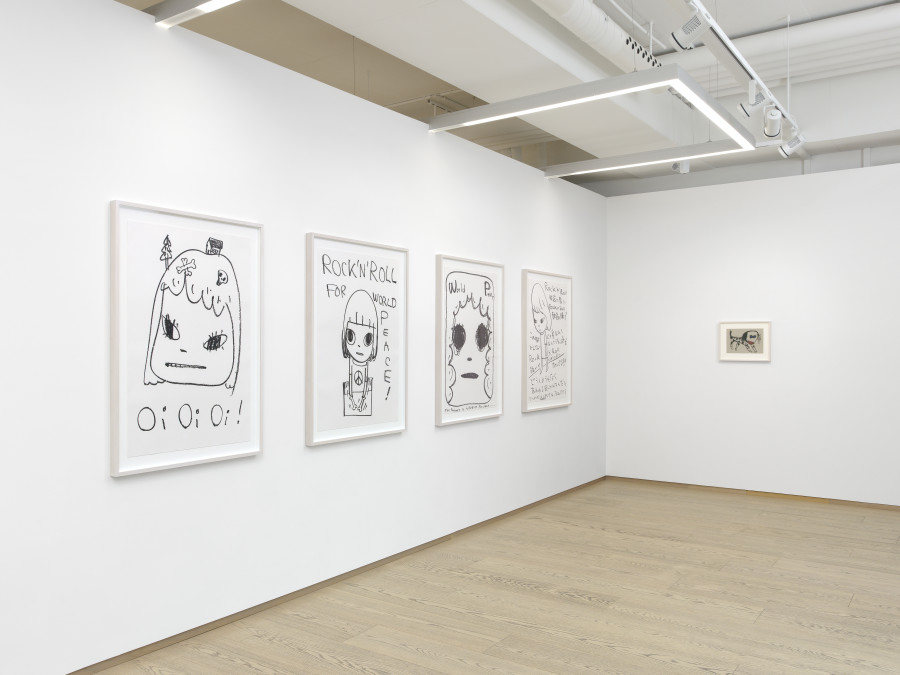 Installation Views, Yoshitomo Nara: The Bootleg Drawings 1988–2023, Pace Gallery, Geneva, Nov 17, 2023 – Feb 29, 2024. © Yoshitomo Nara, courtesy Pace Gallery. Photo: Annik Wetter, courtesy Pace Gallery