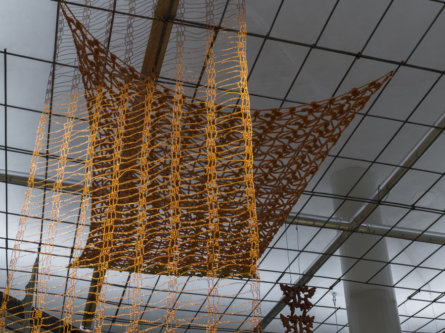 Exhibition view «nudos de tiempo» by ektor garcia, mixed media installation, Cabaret Voltaire 2022. Photo: Cedric Mussano. Courtesy: the artist