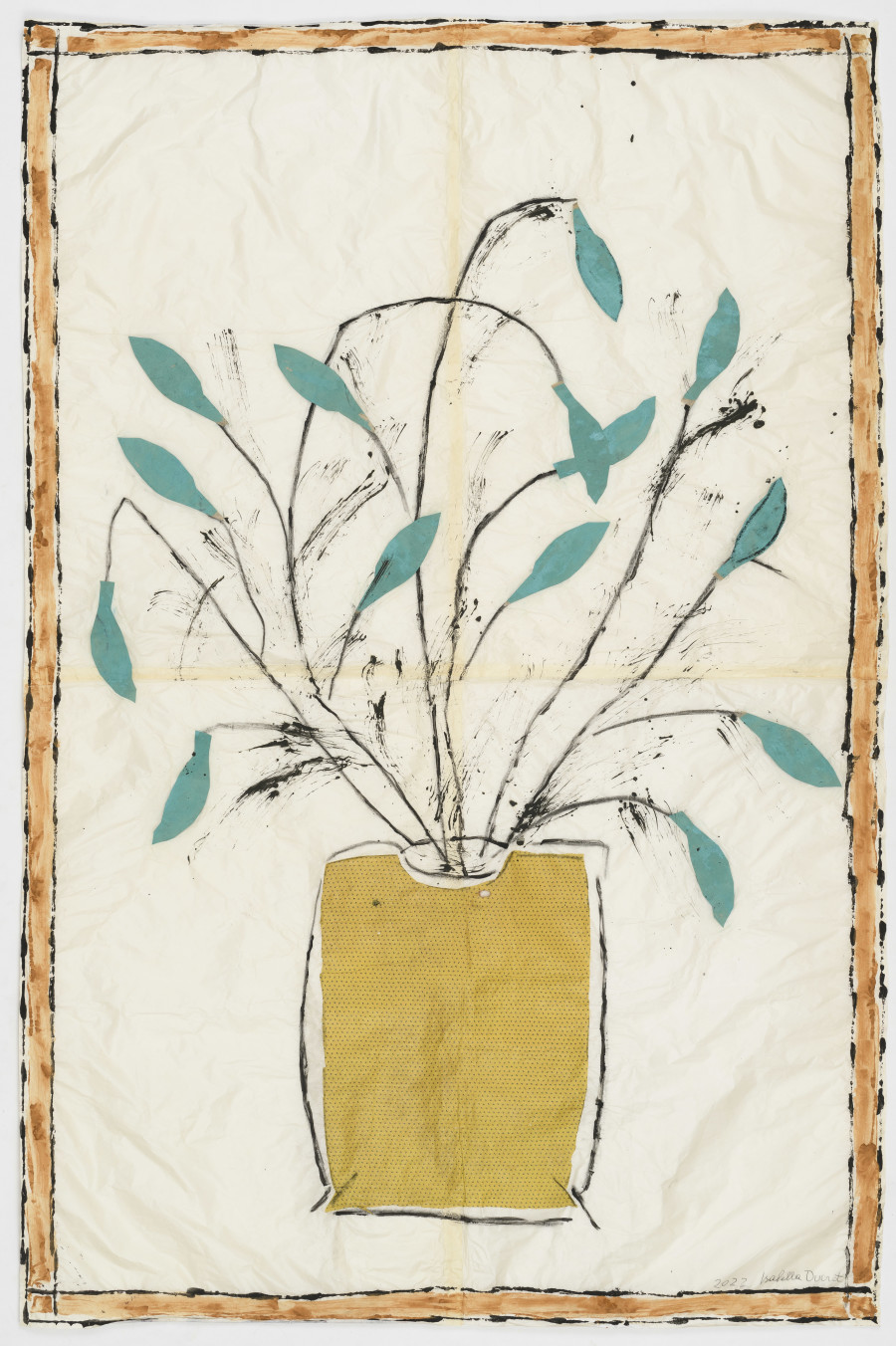 Isabella Ducrot, Big Pot II, 2022, Pastel, collages, pigment, textile on Japan paper, 190 x 126 cm. Photo credit: Giorgio Benni