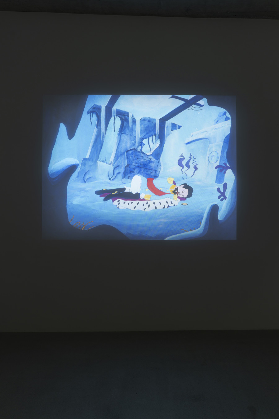 Julian Irlinger, Ludwig, 2024, Digital video, sound, 8 min (loop), Animation: Julian Irlinger; CGI: Alexander Pannier; sound effects: Burkhard Beschow; voices: Dominik Auerbach, Robert Heil; special thanks: Rosario Talevi. Damien & The Love Guru, 2024. Courtesy of the artist and Damien & The Love Guru, Brussels/Zürich. Photo: Claude Barrault