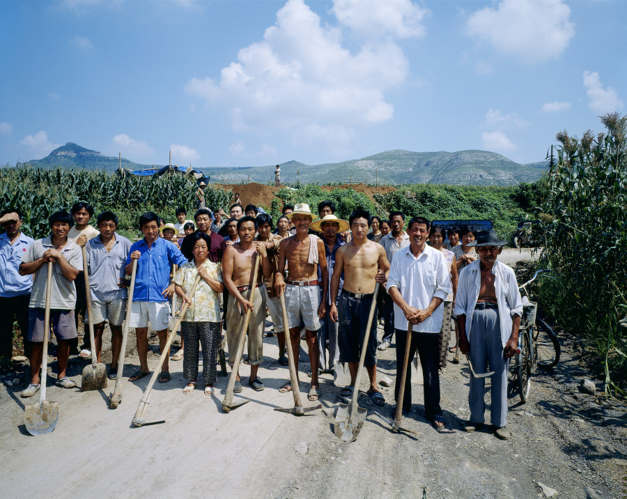 Group (road workers and villagers), 12.08.2004. Framed Ilfochrome print with passe-partout, 67 x 77 cm, Ed. 1/3 + 2 AP