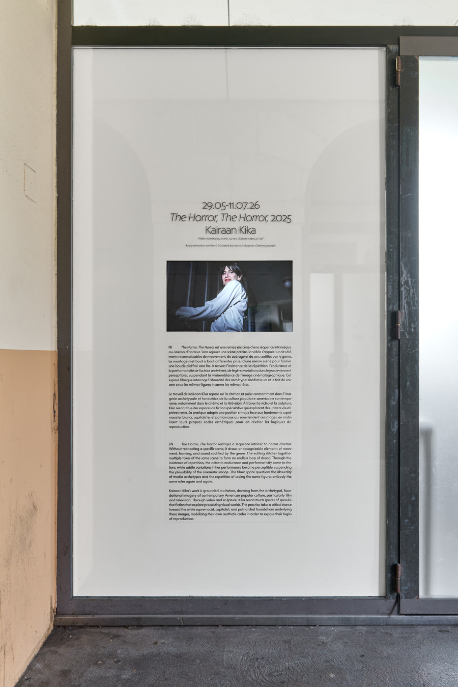 Exhibition view, Kairaan Kika, The Horror, The Horror, Halle Nord, Geneva, 2026. ©Thomas Maisonnasse | Halle Nord 2026