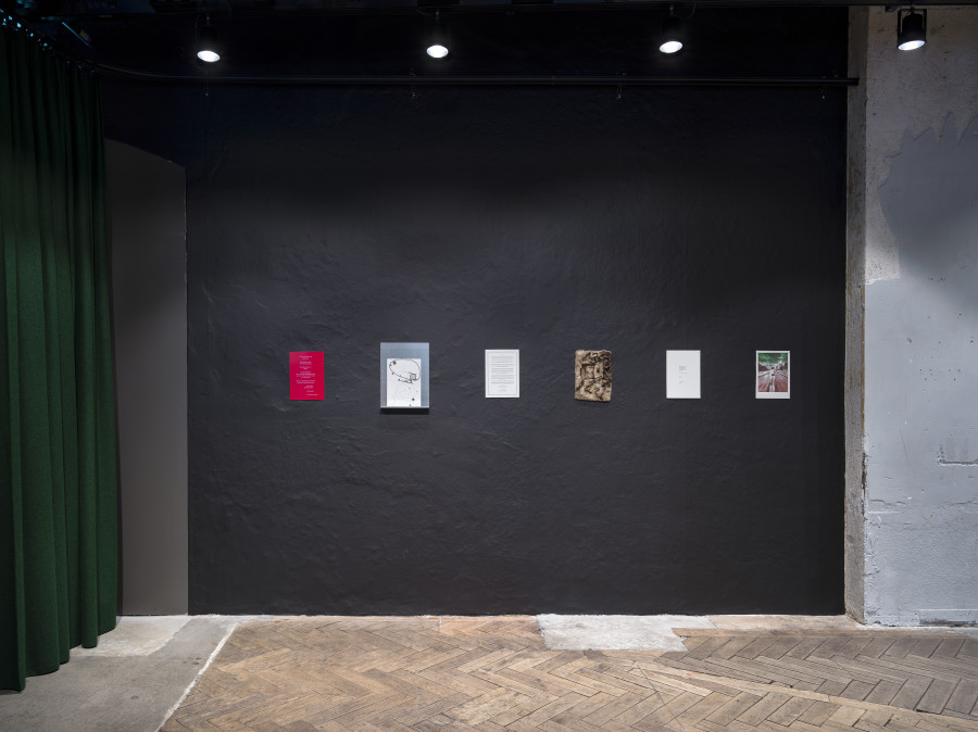 Exhibition view «Poetry for Revolutions», Cabaret Voltaire 2023, with manifestos by Bassem Saad, Mathis Pfäffli, Maya Olah, Giorgio Zeno Graf, Sandra Mujinga, Shirana Shahbazi. Photo: Cedric Mussano.