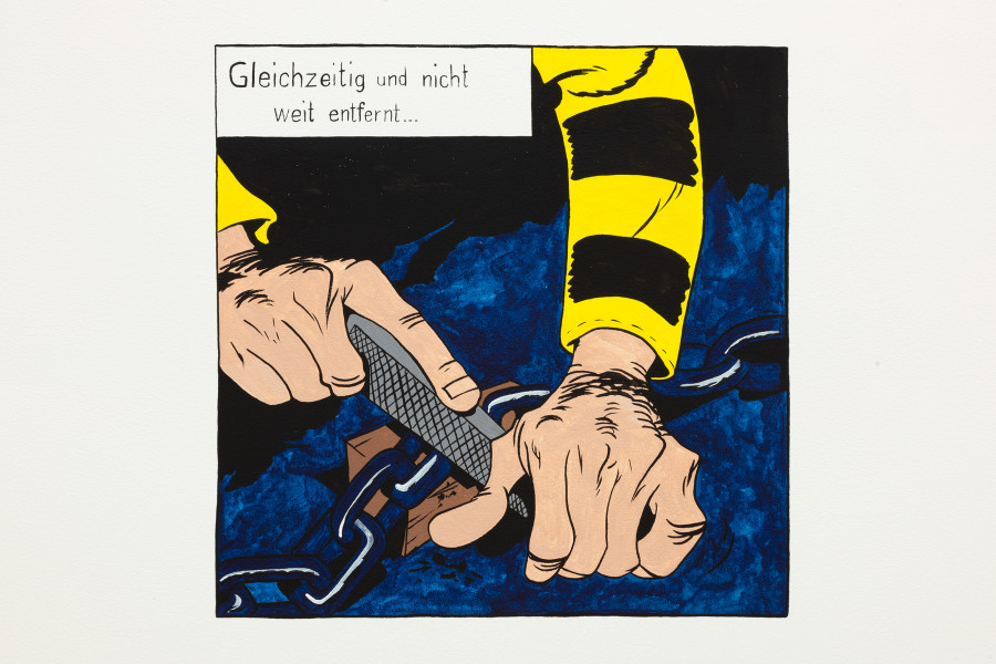 Lionne Saluz, Gleichzeitig und nicht weit entfernt…, 2024, Acryl, 40 x 40 cm. Photography: Gina Folly / all images copyright and courtesy of the artist and For, Basel