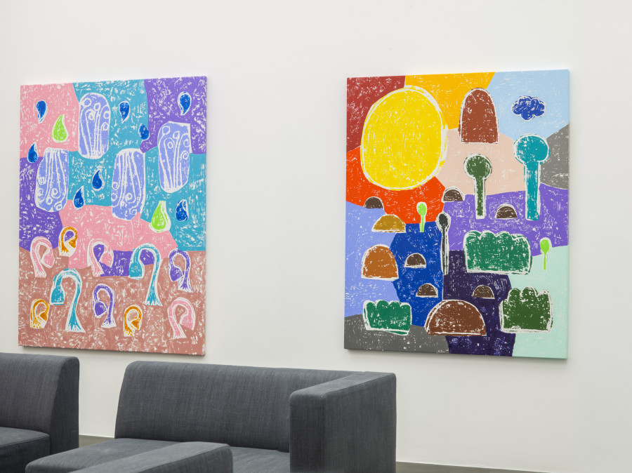 Installation View, Olaf Breuning: BIG DROPS at von Bartha, S-chanf, 27 March – 29 May 2021. Image courtesy the artist and von Bartha. Photo: Simon Schwyzer.